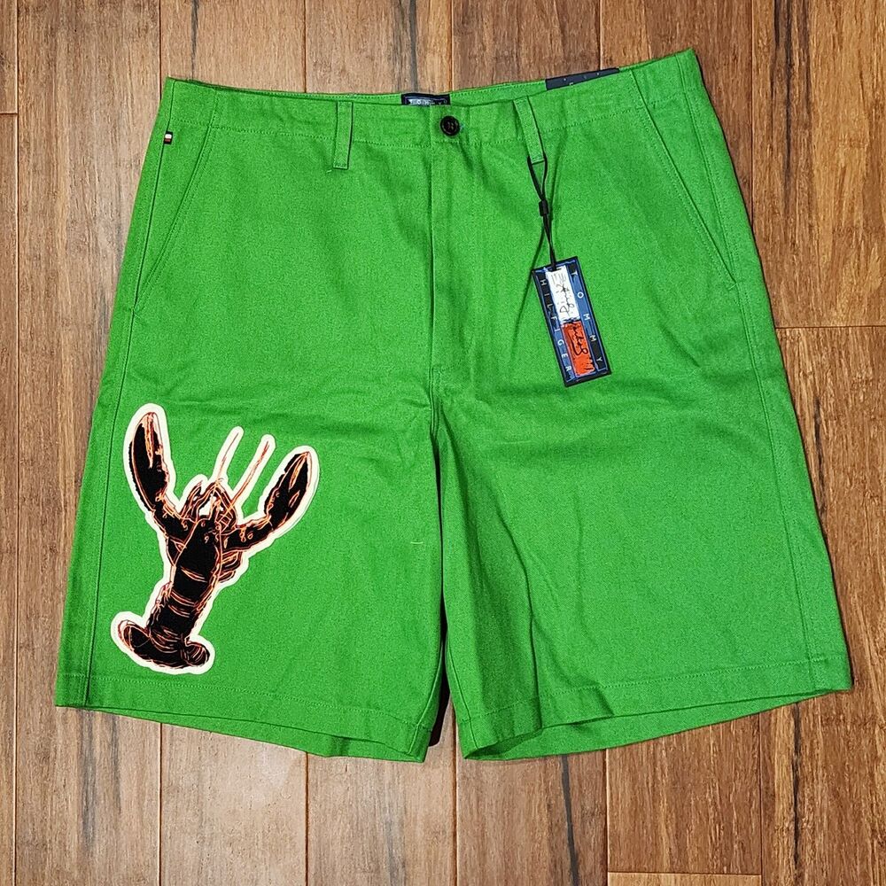 Tommy Hilfiger x Andy Warhol Lobster Bermuda Shorts Men's 36 Galvanic Green NWT